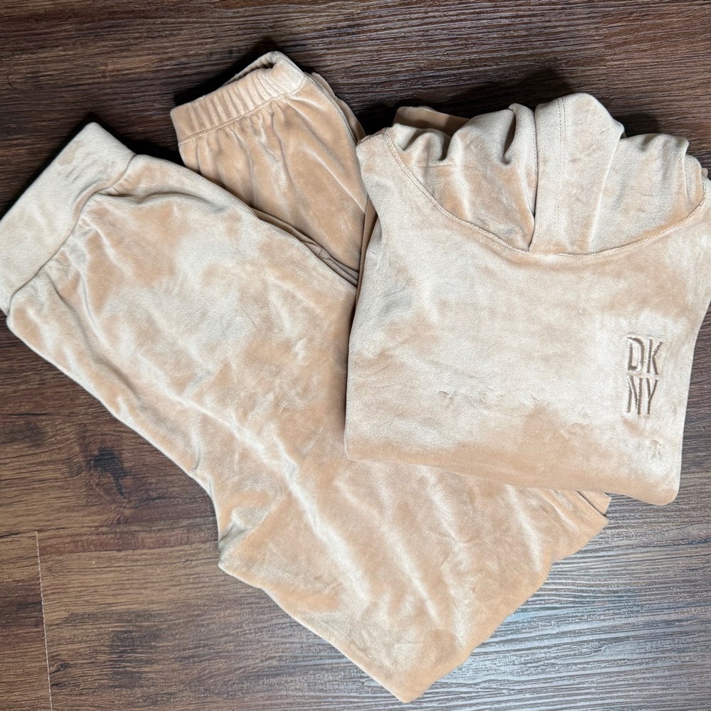 DKNY Kids Tan Velour Set